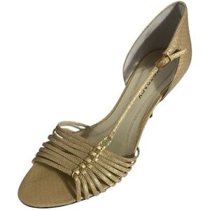 Ellen Tracy Barrett Heels, Strappy, Sz 8.5, High heels 3.25”, Neutral, Leather​